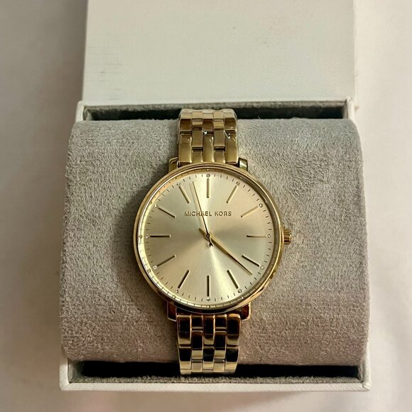 Michael Kors Women's Pyper Three-Hand Gold-Tone Stainless Steel Watch - Picture 1 of 5